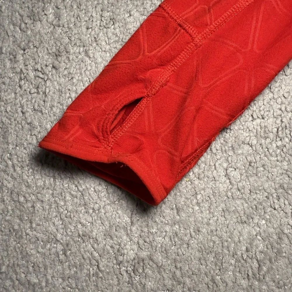 Nike Men's M Running Shirt Red‎ Long Sleeve 1/4 Zip-Up Dri-Fit Thumbholes